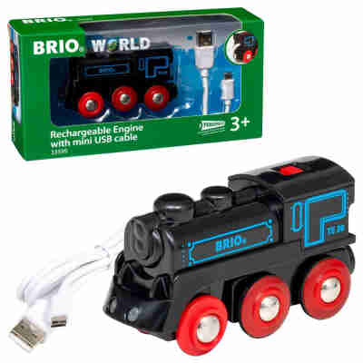 Locomotive Rechargeable BRIO noire avec câble USB inclus