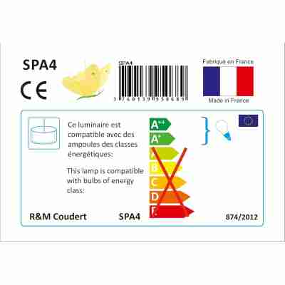 Étiquette produit suspension Papillon Jaune SPA4 fabriquée en France