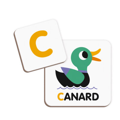 Magnets lettre C et illustration canard du Magnéti'book alphabet Janod