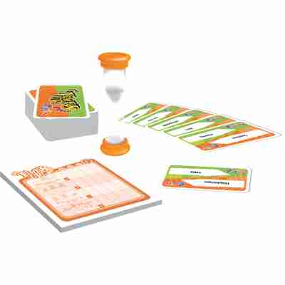 Contenu Time’s Up Family – cartes, sablier, bloc score