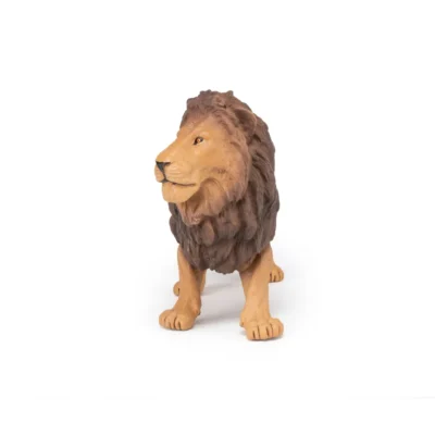 Figurine Grand lion Papo 50191 vue de face avec crinière brune détaillée