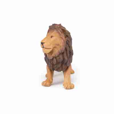 Figurine Grand lion Papo 50191 vue de face avec crinière brune détaillée