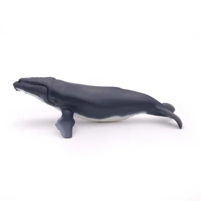 Figurine Baleine à bosse Papo vue du côté gauche avec corps sombre et ventre clair