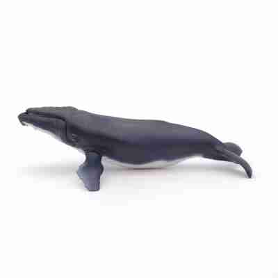 Figurine Baleine à bosse Papo vue du côté gauche avec corps sombre et ventre clair