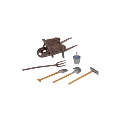 Brouette et outils de la ferme Papo 51140 avec seau, pelle, bêche, râteau et fourche