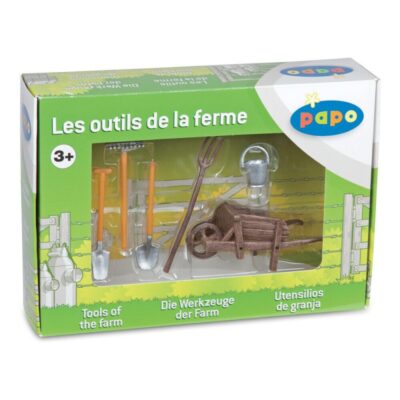 Coffret La brouette et ses outils Papo 51140 avec accessoires miniatures pour la ferme