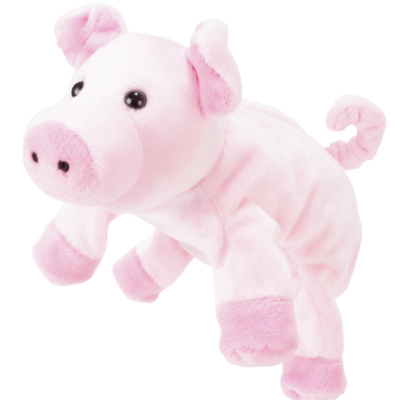 Marionnette Cochon Hape 40113 rose avec museau, petites oreilles et queue en tire-bouchon