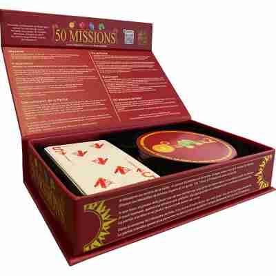 Boîte ouverte de 50 Missions avec cartes symboles et cartes missions