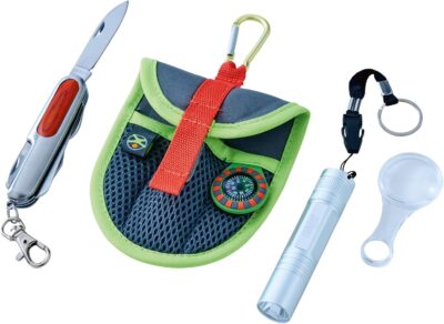 Kit complet de la pochette explorateur Terra Kids Haba avec couteau, lampe, loupe et boussole