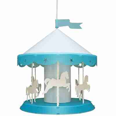 Suspension manège turquoise avec chevaux décoratifs R&M Coudert