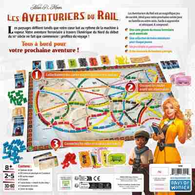 Verso du jeu Les Aventuriers du Rail États-Unis avec aperçu du plateau