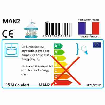 Étiquette produit suspension Manège Turquoise MAN2 fabriquée en France