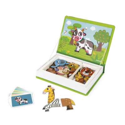 Magnéti'book animaux Janod ouvert avec magnets et cartes modèles