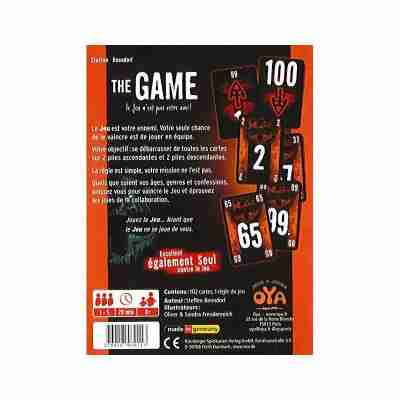 Dos de la boîte The Game de Oya avec principe, âge et nombre de joueurs