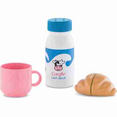 Accessoires repas Corolle pour grand poupon avec tasse rose et bouteille de lait