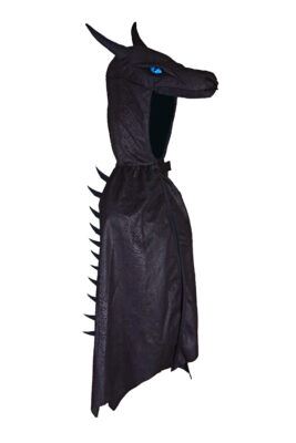 Cape Dragon de Minuit noire effet écailles avec tête de dragon