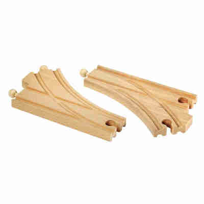 Lot de 2 aiguillages courbes BRIO en bois de hêtre 144 mm