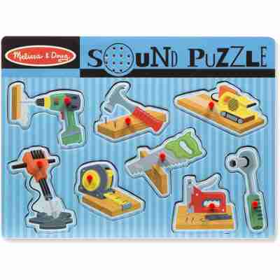 Puzzle sonore en bois Melissa and Doug représentant différents outils de bricolage