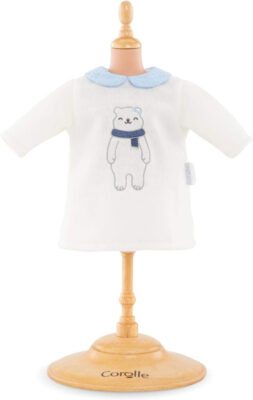Robe hiver polaire Corolle blanche avec ours polaire brodé pour poupon 36 cm