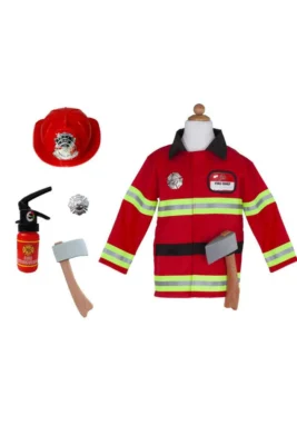 Déguisement pompier enfant Great Pretenders avec manteau rouge et accessoires