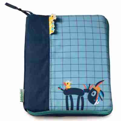 Housse carnet de santé Ignace l’âne Lilliputiens bleue avec fermeture zippée