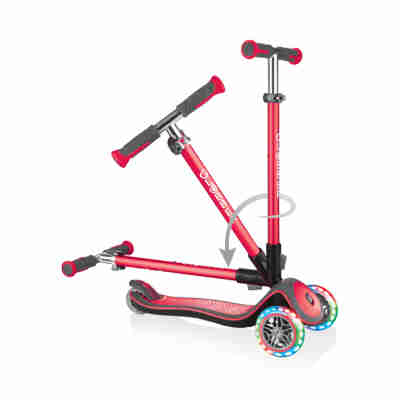 Système de pliage de la trottinette Globber Elite Deluxe Lights Rouge