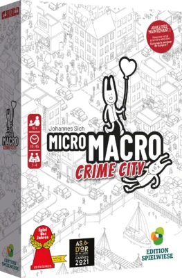 Boîte du jeu Micro Macro Crime City avec illustration de la ville