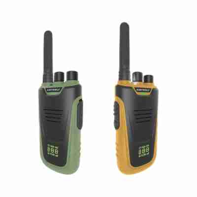 Duo de talkies-walkies Kidytalk Kidywolf vert et orange rechargeables