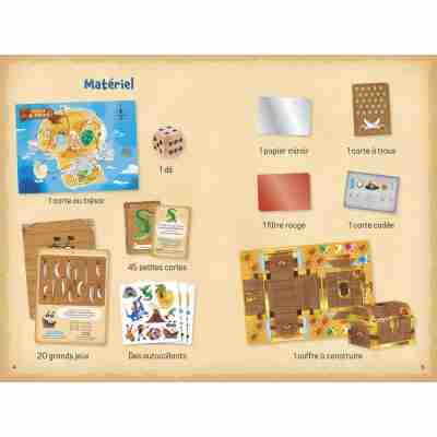 Contenu du coffret Ma chasse au trésor Auzou avec carte et accessoires