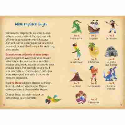 Jeux et étapes de la chasse au trésor pirate Auzou