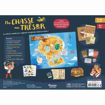 Dos du coffret Ma chasse au trésor Auzou avec présentation du contenu