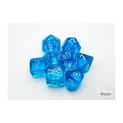 Set de 8 dés Chessex  – Bleu Tropical - Blanc