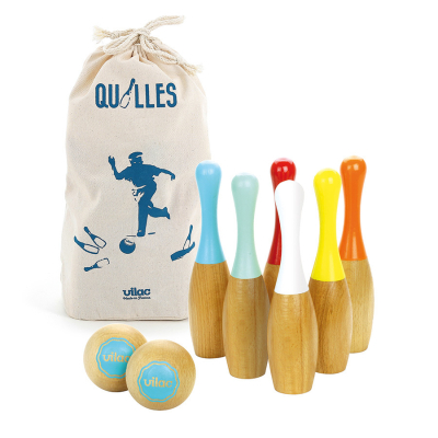 Quilles bicolores en bois