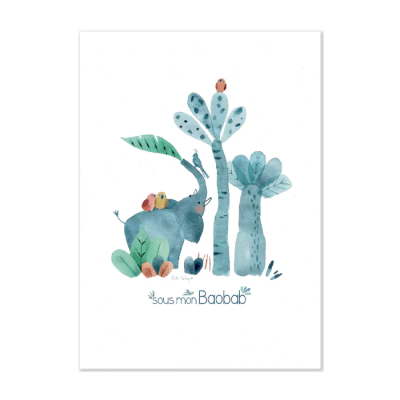 Affiche Éléphant – Sous mon Baobab