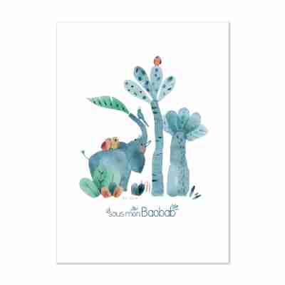 Affiche Éléphant – Sous mon Baobab