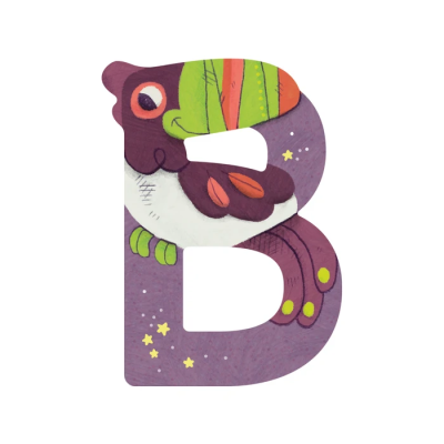 Lettre bois B violet – L’alphabet