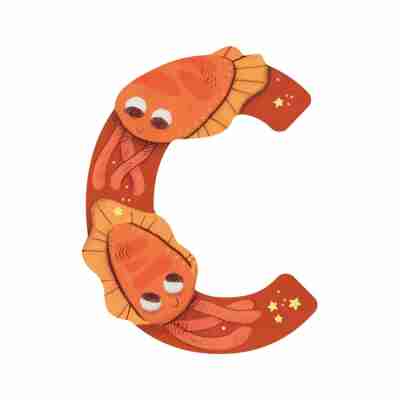 Lettre bois C orange – L’alphabet
