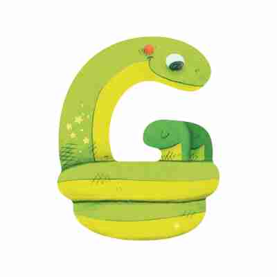 Lettre bois G vert – L’alphabet