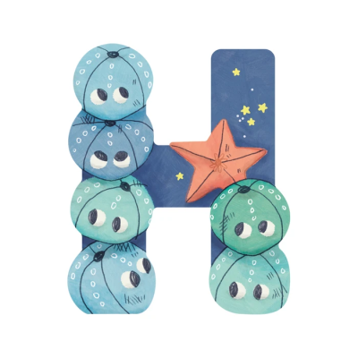 Lettre bois H bleu – L’alphabet