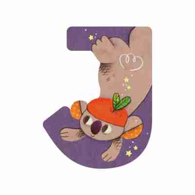 Lettre bois J violet – L’alphabet
