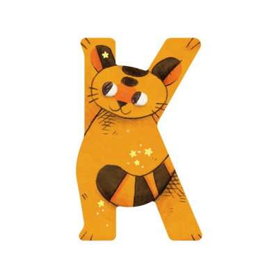 Lettre bois K jaune – L’alphabet