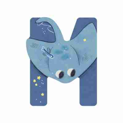 Lettre bois M bleu – L’alphabet