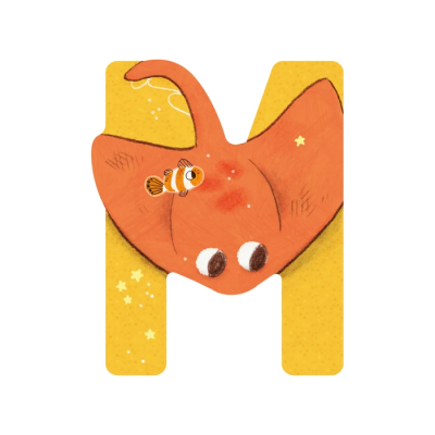 Lettre bois M jaune – L’alphabet