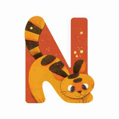 Lettre bois N orange – L’alphabet