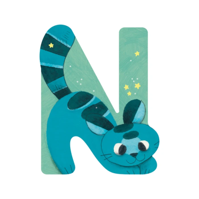 Lettre bois N bleu – L’alphabet