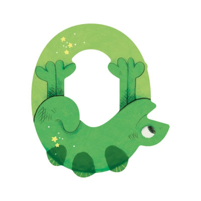 Lettre bois O vert – L’alphabet