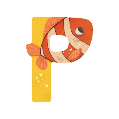 Lettre bois P jaune – L’alphabet