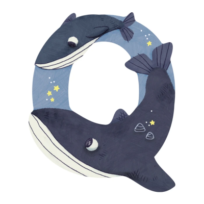 Lettre bois Q bleu – L’alphabet