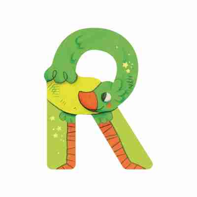 Lettre bois R vert – L’alphabet