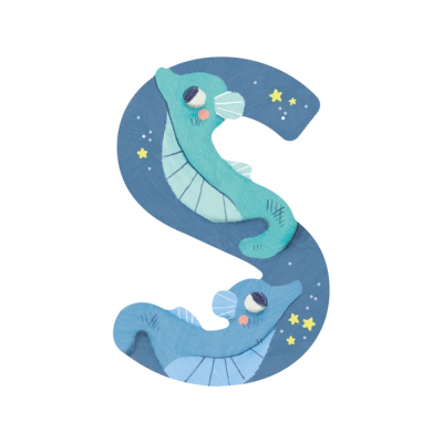 Lettre bois S bleu – L’alphabet